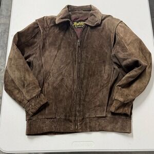 Roxette Suede Bomber Jacket womans M Brown Good Vintage Zip Up Outerwear